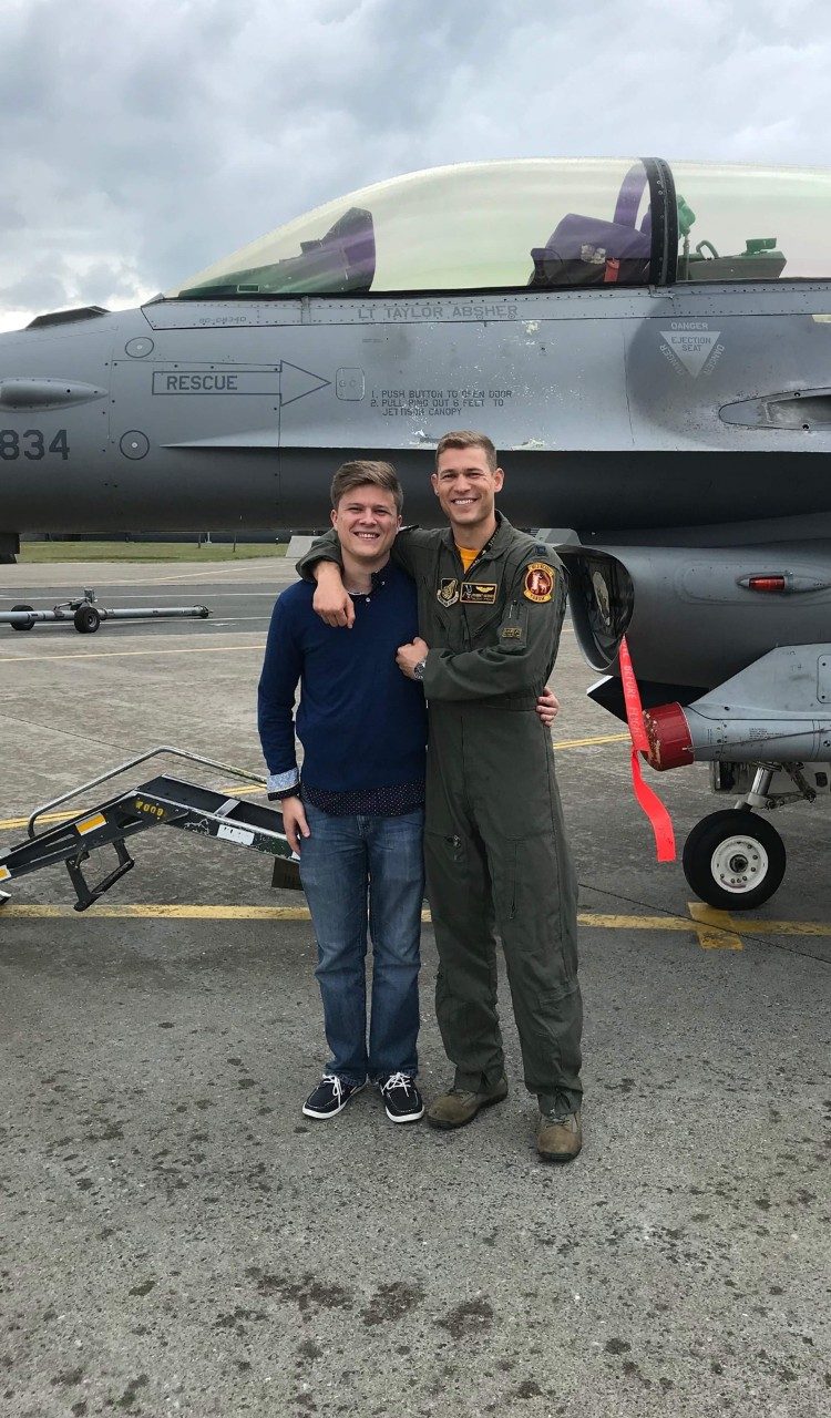 Trevor, left and Taylor at Taylor’s commissioning ceremony