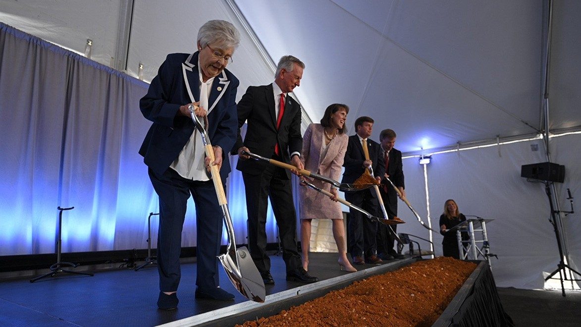 Lockheed Martin executives and elected officials break ground on NGI Missile System Integration Lab in Huntsville, Alabama on Monday, June 27, 2022. 